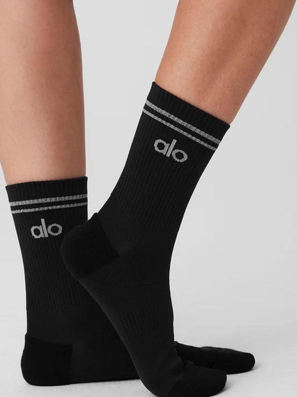 ALO Yoga Black Unisex Half-Crew Performance Socks
